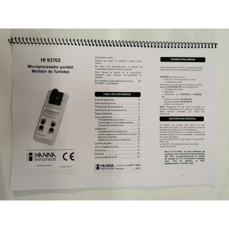 Buy Hanna HI 93703 turbidimeter at the best price ǀ Galileo Equipment
